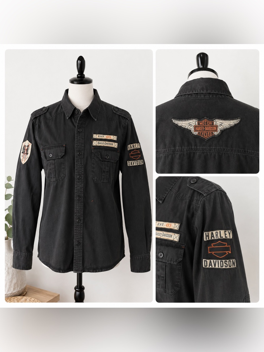 Harley-Davidson Black Military Patchwork Field Jacket